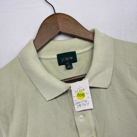 J Crew Polo Shirt men's Small Green Washed Pique Knit Preppy Oarsman Solid NEW - Picture 1 of 10